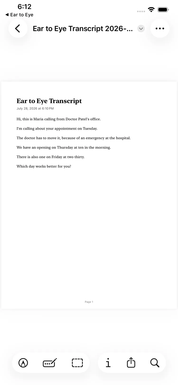 Transcript exported as a PDF